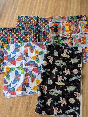 Colorful, Fun Patterns Cut Fabric Bundle (5 Pieces)